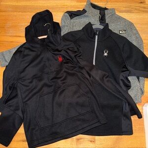 Spyder Men’s Pullover Bundle – 3 Performance Fleece Sweaters Tops Zip Button